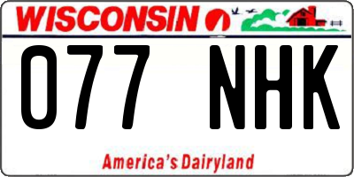 WI license plate 077NHK