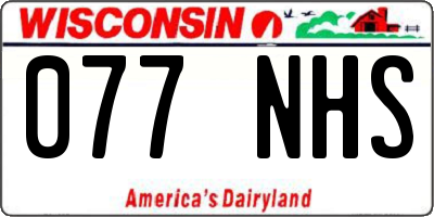 WI license plate 077NHS