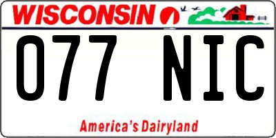 WI license plate 077NIC