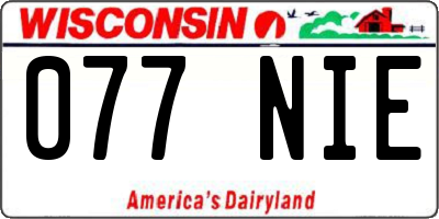 WI license plate 077NIE
