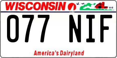 WI license plate 077NIF