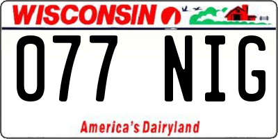 WI license plate 077NIG