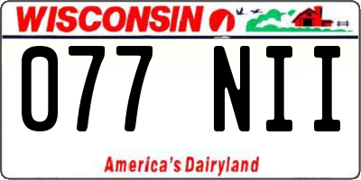 WI license plate 077NII