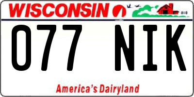 WI license plate 077NIK