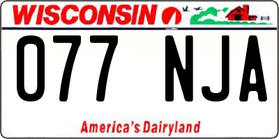 WI license plate 077NJA