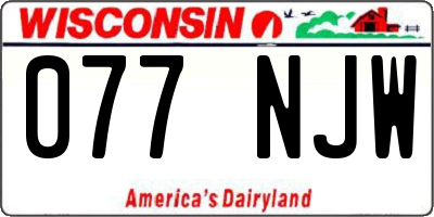 WI license plate 077NJW