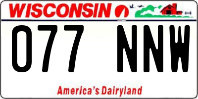 WI license plate 077NNW