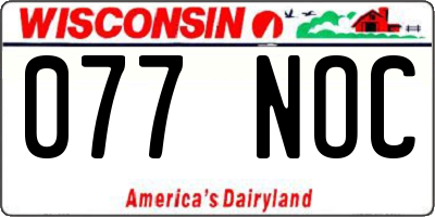 WI license plate 077NOC
