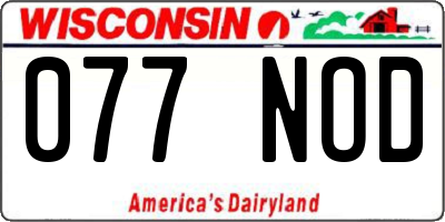 WI license plate 077NOD
