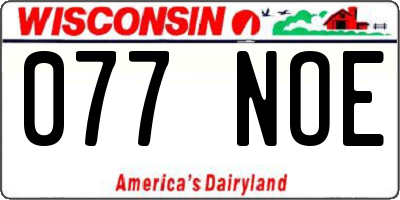 WI license plate 077NOE