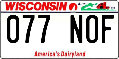 WI license plate 077NOF