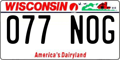 WI license plate 077NOG