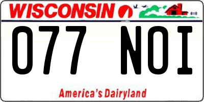 WI license plate 077NOI