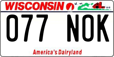 WI license plate 077NOK