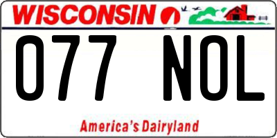 WI license plate 077NOL