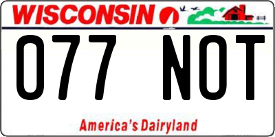 WI license plate 077NOT