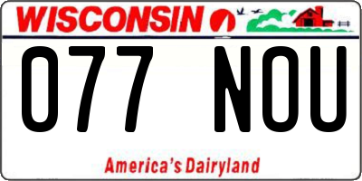 WI license plate 077NOU