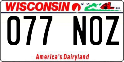 WI license plate 077NOZ