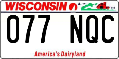 WI license plate 077NQC