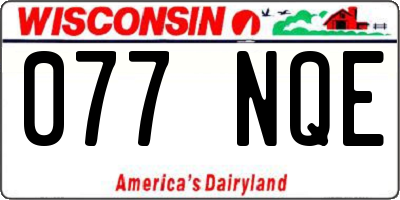 WI license plate 077NQE