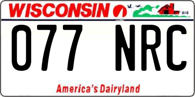WI license plate 077NRC