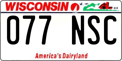 WI license plate 077NSC