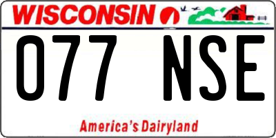 WI license plate 077NSE