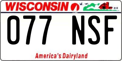 WI license plate 077NSF