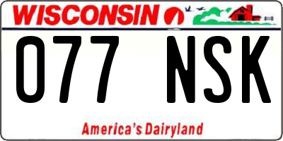 WI license plate 077NSK