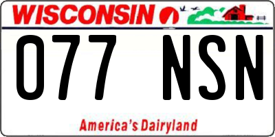 WI license plate 077NSN