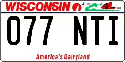 WI license plate 077NTI