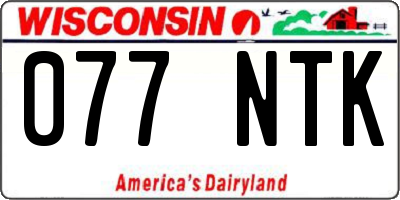 WI license plate 077NTK