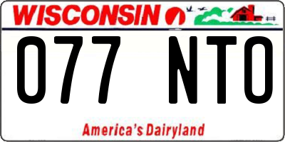 WI license plate 077NTO