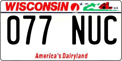 WI license plate 077NUC