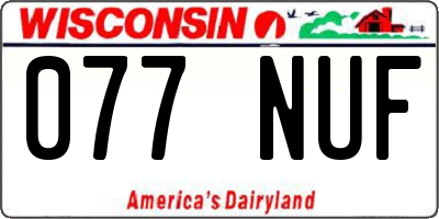 WI license plate 077NUF