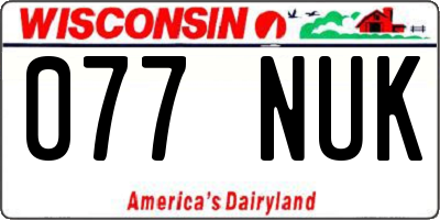 WI license plate 077NUK