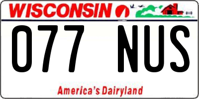 WI license plate 077NUS