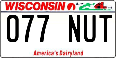 WI license plate 077NUT