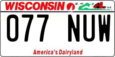WI license plate 077NUW