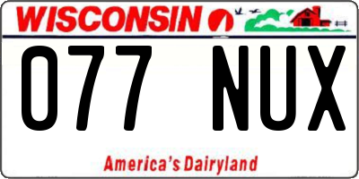WI license plate 077NUX