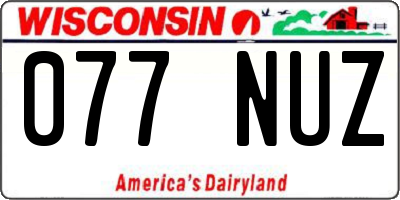 WI license plate 077NUZ