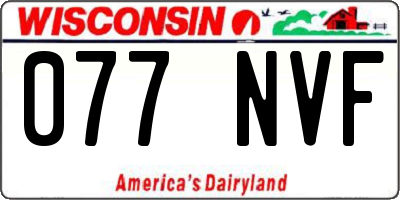 WI license plate 077NVF