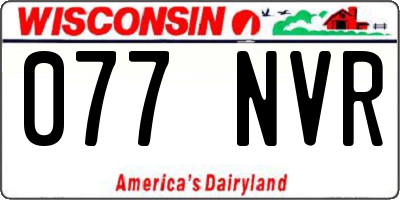 WI license plate 077NVR
