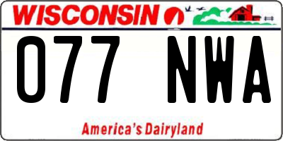 WI license plate 077NWA