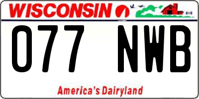 WI license plate 077NWB