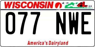 WI license plate 077NWE