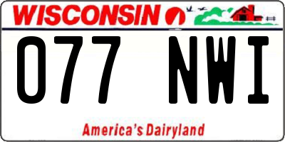 WI license plate 077NWI
