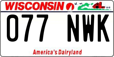 WI license plate 077NWK