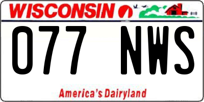 WI license plate 077NWS