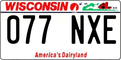 WI license plate 077NXE